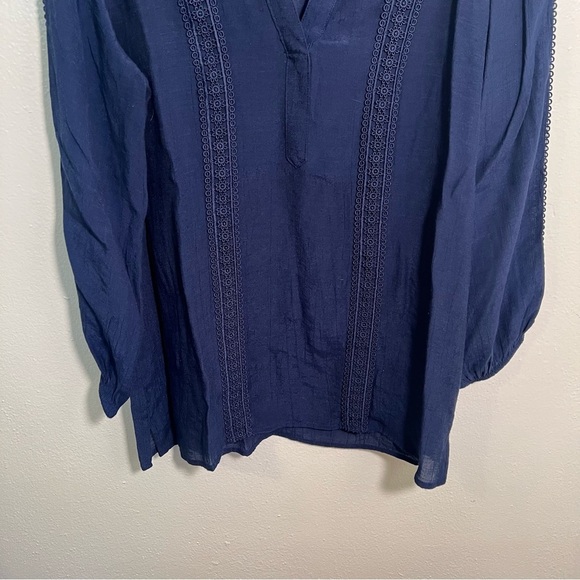 Counterparts Split Neck Blouse Navy Blue L - Picture 3 of 10